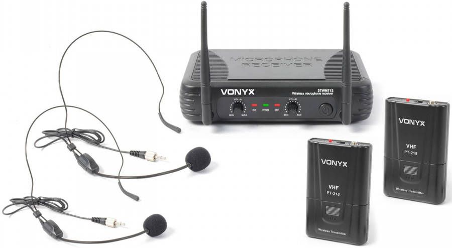 2e keus Vonyx Headset draadloos microfoonsysteem 2-kanaals VHF STWM712H