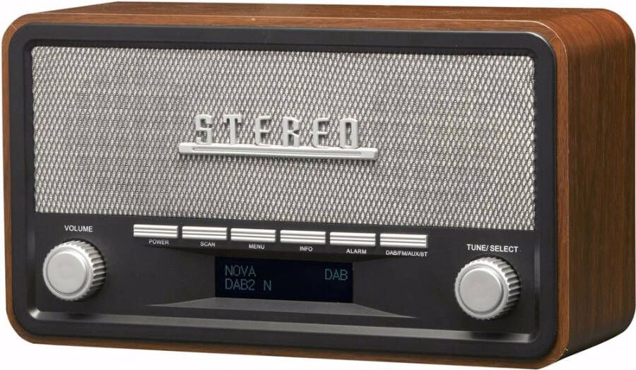 Denver Dab Radio Met Bluetooth Digitale Radio Retro Radio Dab+/Fm Radio Dab18 Hout