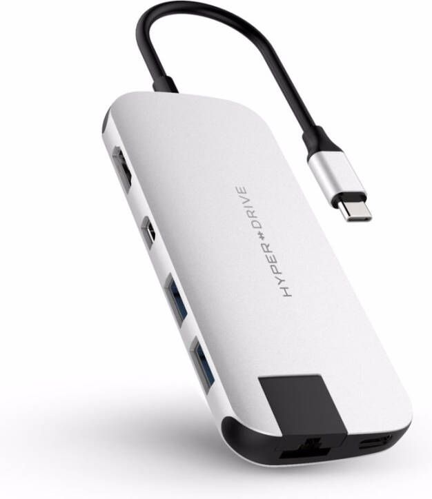 Hyper Slim usb C 8 In 1 Docking Station Silver