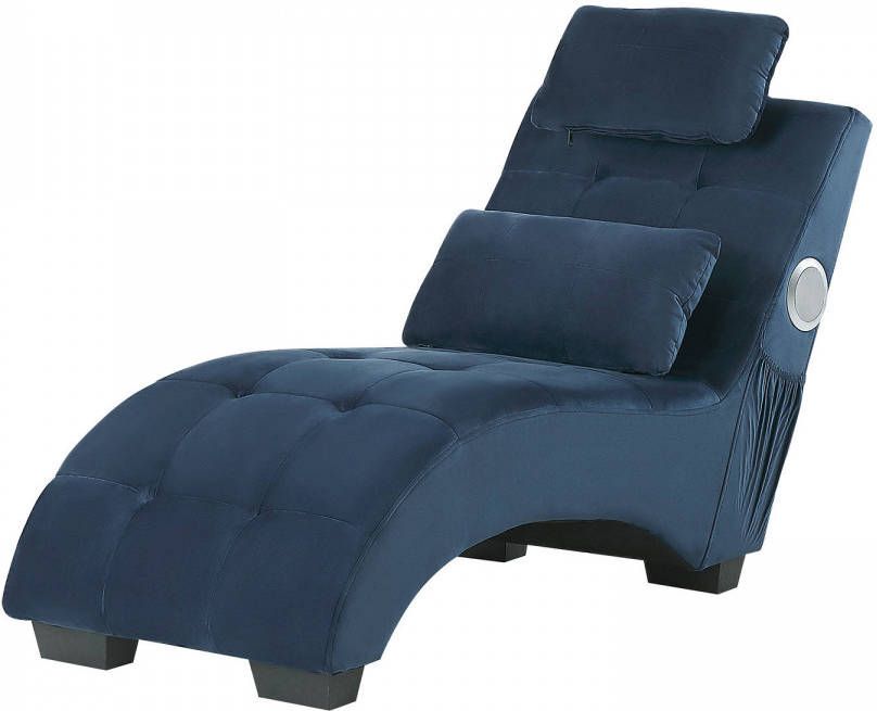 Beliani Simorre Chaise Longue blauw fluweel