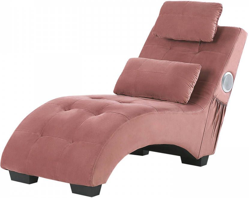 Beliani Simorre Chaise Longue roze fluweel