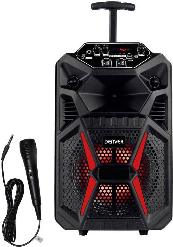Denver Karaoke Set Incl. Microfoon En Lichteffecten Partybox Bluetooth 100w/10w Rms Tsp 120 Zwart