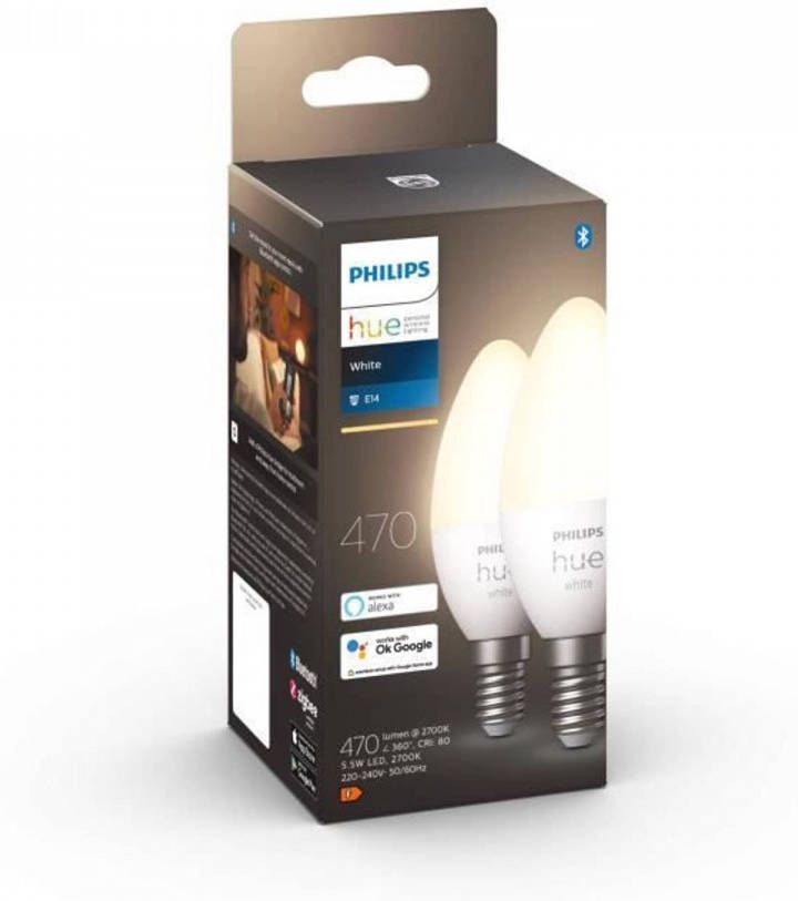 Philips Hue White E14 Slimme Led lampen Bluetooth Compatibel Pak Van 2