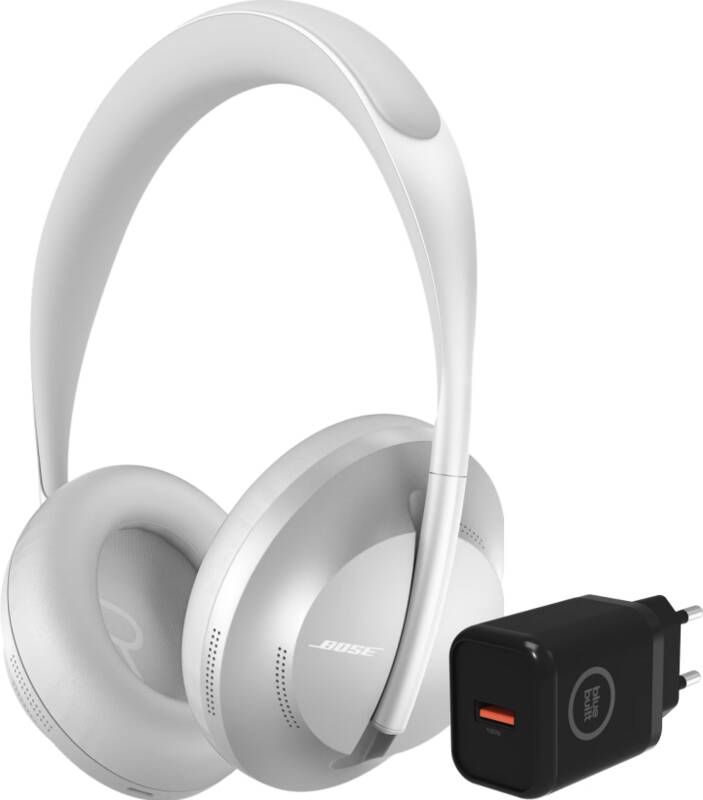 Bose Noise Cancelling Headphones 700 Zilver + Bluebuilt oplader