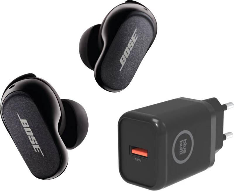 Bose QuietComfort Earbuds II + BlueBuilt Quick Charge Oplader met Usb A Poort
