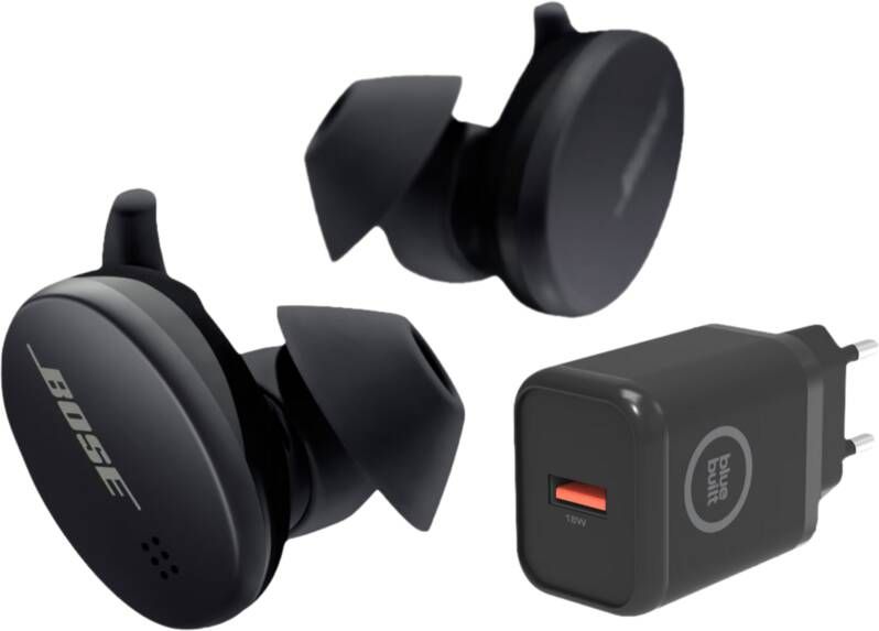 Bose Sport Earbuds Zwart + BlueBuilt Oplader 18W
