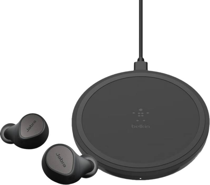 Jabra Elite 7 Pro Titanium Zwart + Belkin Boost Up Draadloze Oplader 10W Zwart