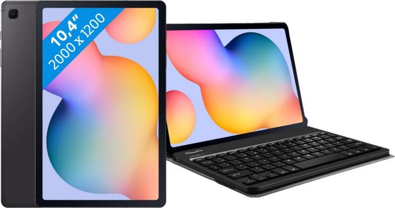 Samsung Galaxy Tab S6 Lite 128GB Wifi Grijs + Just in Case Toetsenbord Hoes AZERTY
