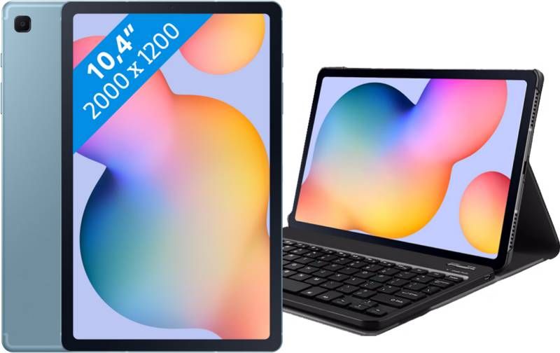 Samsung Galaxy Tab S6 Lite 64GB Wifi Blauw + Just in Case Toetsenbord Hoes AZERTY