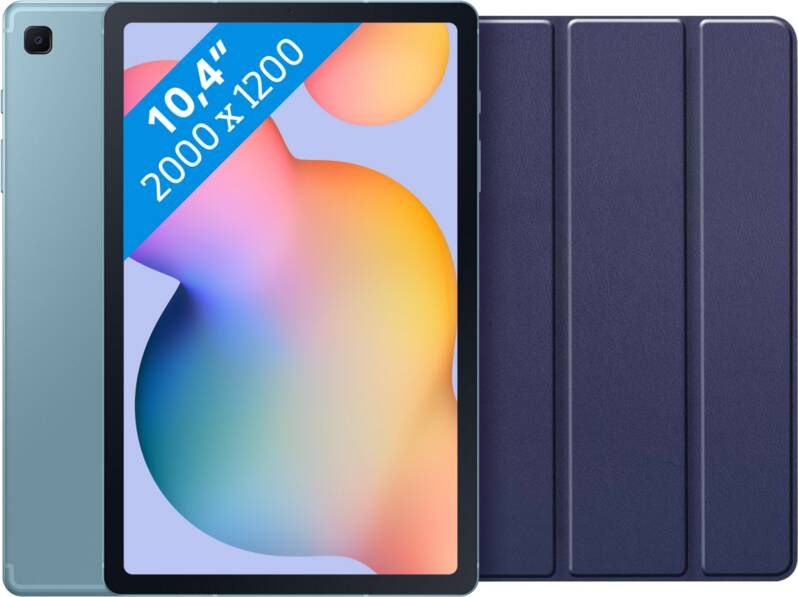Samsung Galaxy Tab S6 Lite 64GB Wifi Blauw + Just in Case Tri Fold Book Case Blauw