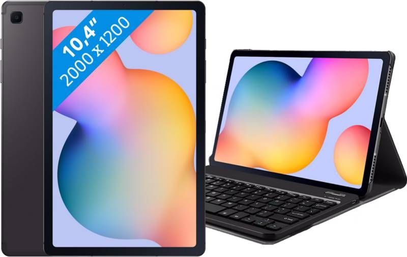 Samsung Galaxy Tab S6 Lite 64GB Wifi Grijs + Just in Case Toetsenbord Hoes AZERTY