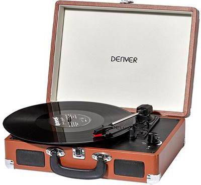 Denver VPL 120BROWN Retro platenspeler met USB aansluiting