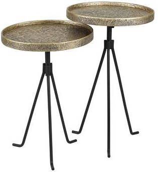 Hoyz Collection Hoyz Bijzettafel Rond Set van 2 Metallic Brons Antiek
