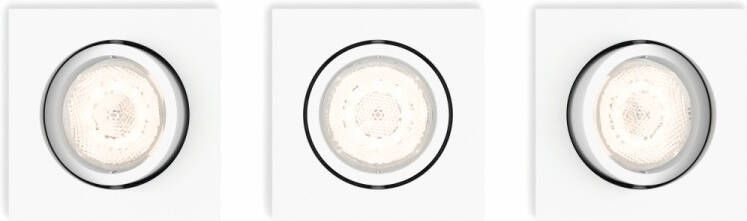 Philips Warm Glow inbouwspots Shellbark(3x)3x4, 5w 2700K vierkant wit 5039331P0