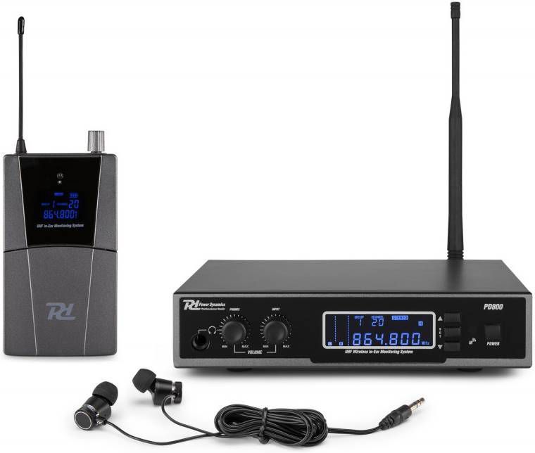 Power Dynamics PD800 professioneel in ear monitor systeem UHF