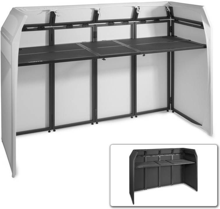Vonyx DB5 DJ Booth XL met zwarte en witte Lycra doeken