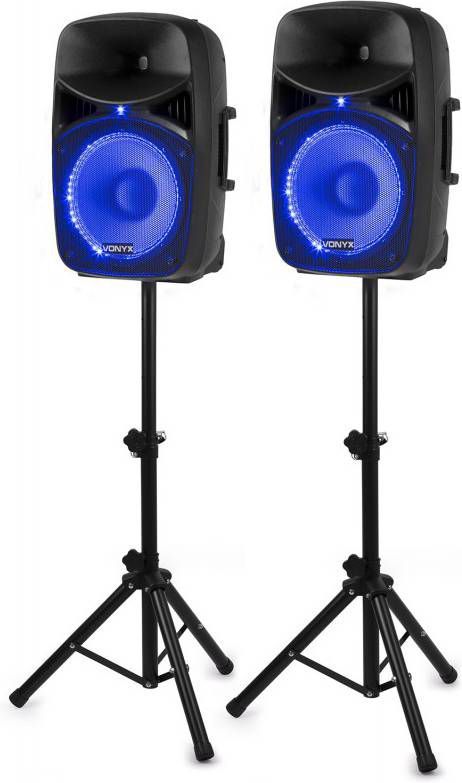 Vonyx VPS122A geluidsinstallatie 800W met stands en LED&apos
