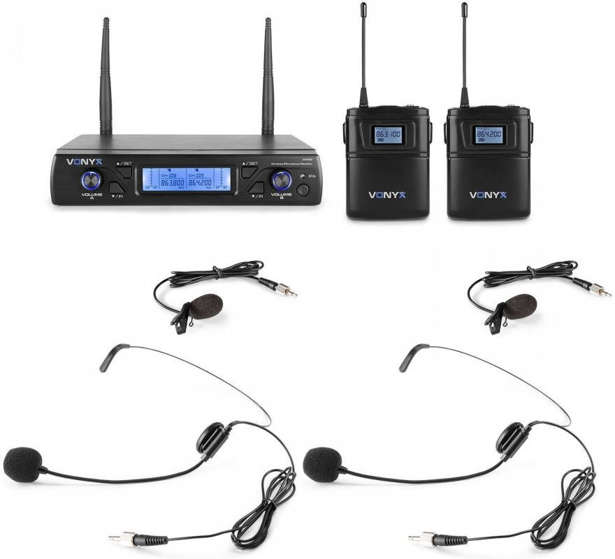 Vonyx WM62B draadloos systeem met twee bodypacks(863 865 MHz )