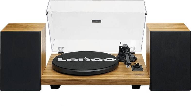 Lenco Platenspeler Met Ingebouwde Versterker En Bluetooth® Plus 2 Externe Speakers Ls 500ok Walnoot