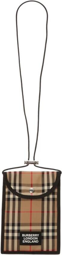 Burberry Patroon telefoonhouder op riem , Bruin, Unisex
