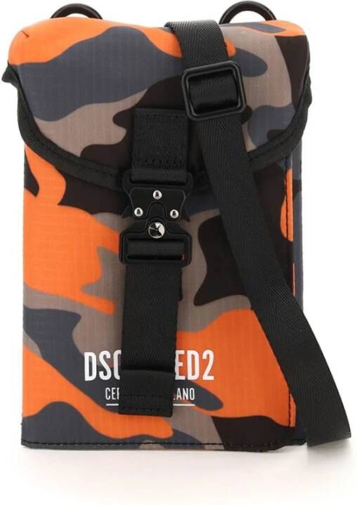 Dsquared2 Ceresio 9 camo reishals portemonnee , Oranje, Heren
