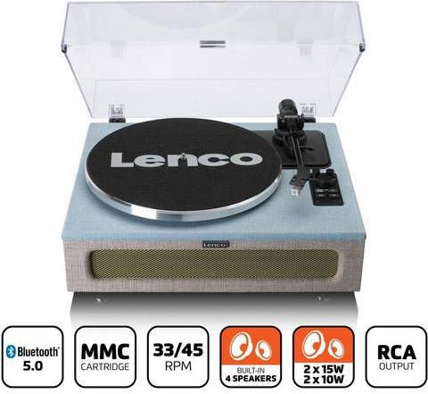 Lenco Platenspeler Met 4 Ingebouwde Luidsprekers Stof Ls 440bubg Blauw taupe