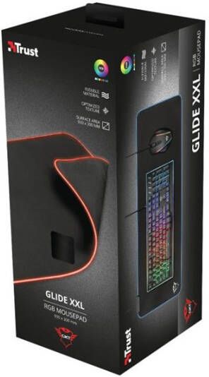 Trust GXT 764 Glide Flex Muismat Gaming XXL RGB Illuminated Desktop accessoire Zwart