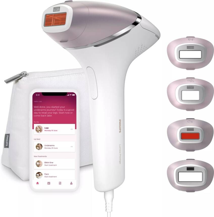 Philips IPL ontharingsapparaat Lumea Prestige BRI947/00 Opzetstukken 4 stuks, (oksels, bikinilijn, lichaam, gezicht ), met SmartSkin sensor, SenseIQ technologie