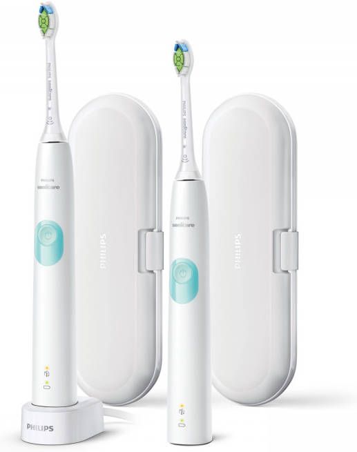 Philips Sonicare Elektrische tandenborstel HX6807/35 ProtectiveClean 4300 ultrasone tandenborstel met clean poetsprogramma inclusief 2 reistasje & oplader(set )