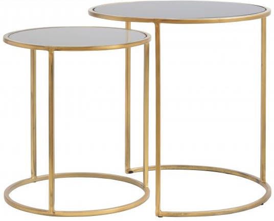 Light & Living Bijzettafel 'Duarte' Set van 2 stuks, glas smoke goud