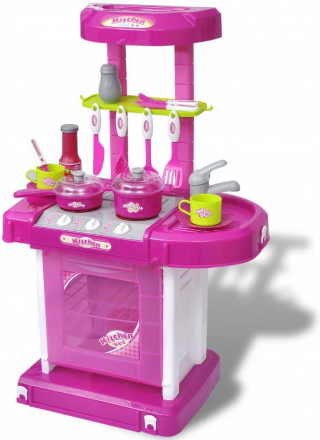 VIDAXL Kinderspeelkeuken met licht en geluidseffecten roze