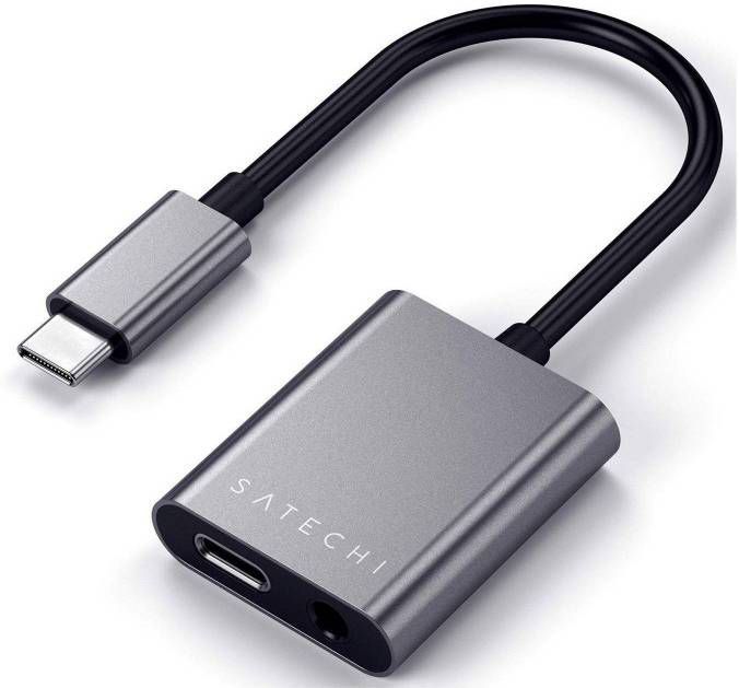 Satechi Aluminium Type-C to 3,5mm Headphone USB-C PD grijs